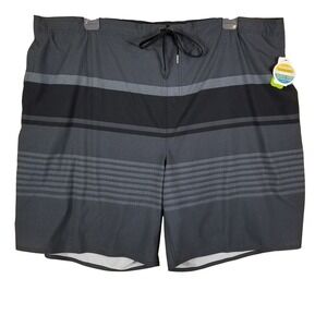 DXL Destination  Men Grey Striped Board Shorts Quick Dry UV‎ Protection 4XL NEW